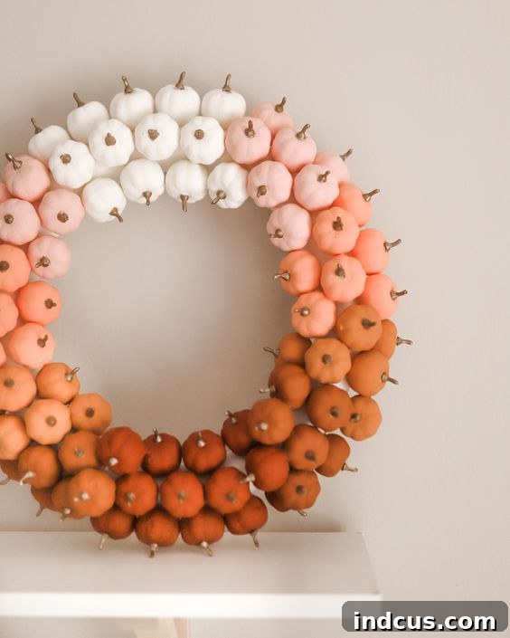 ombre pumpkin wreath DIY