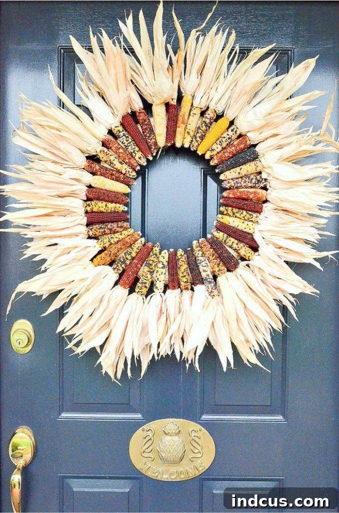 indian corn wreath DIY