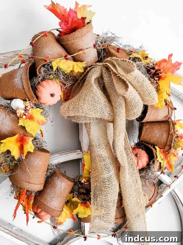 diy fall terra cotta pot wreath