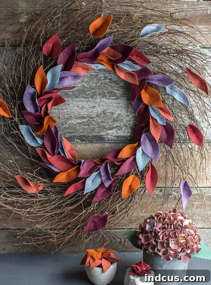 DIY Felt Leaf Wreath