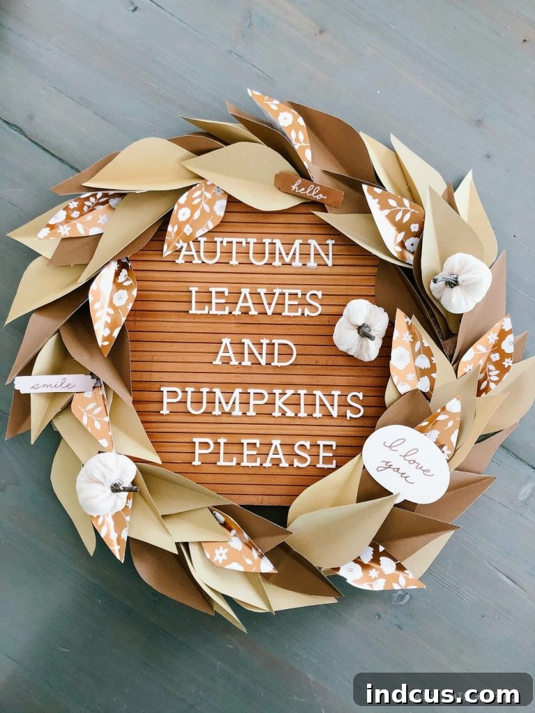 DIY Paper Leaves and Letterboard Wreath