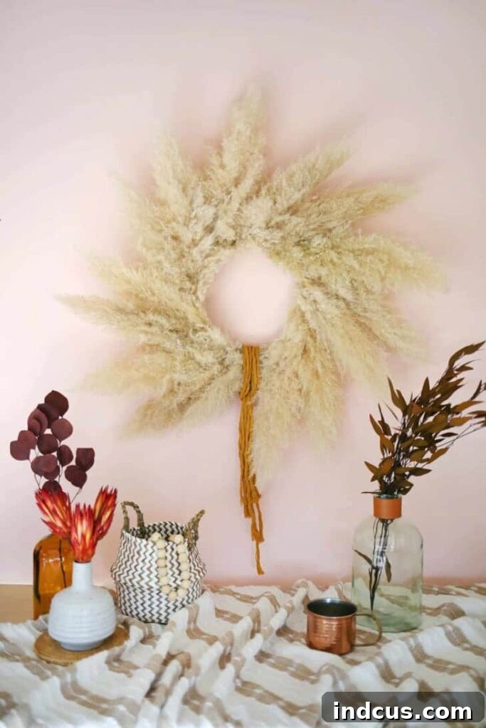 handmade pampas grass wreath