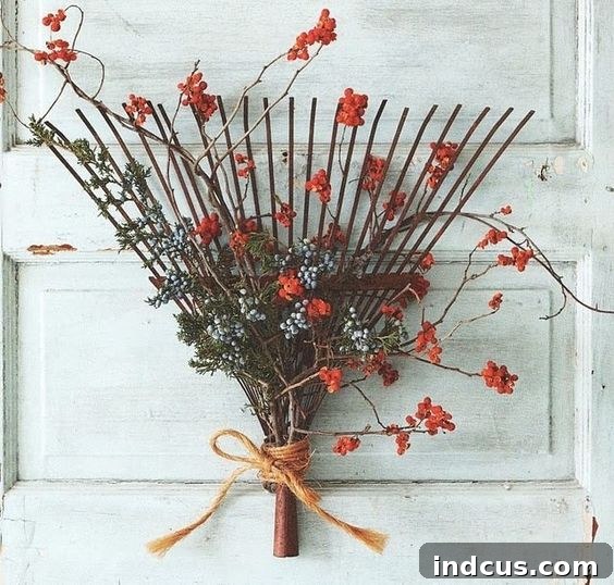 diy fall rake wreath