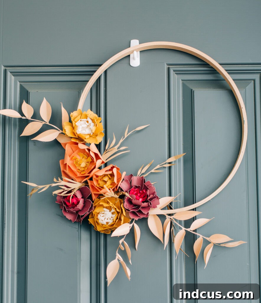 paper flower fall hoop wreath