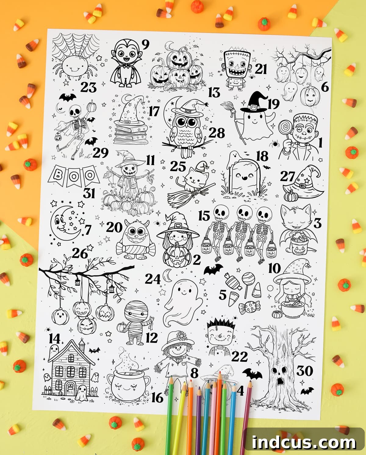 Spooktacular Countdown Coloring 3 Halloween coloring poster printable for daily fun