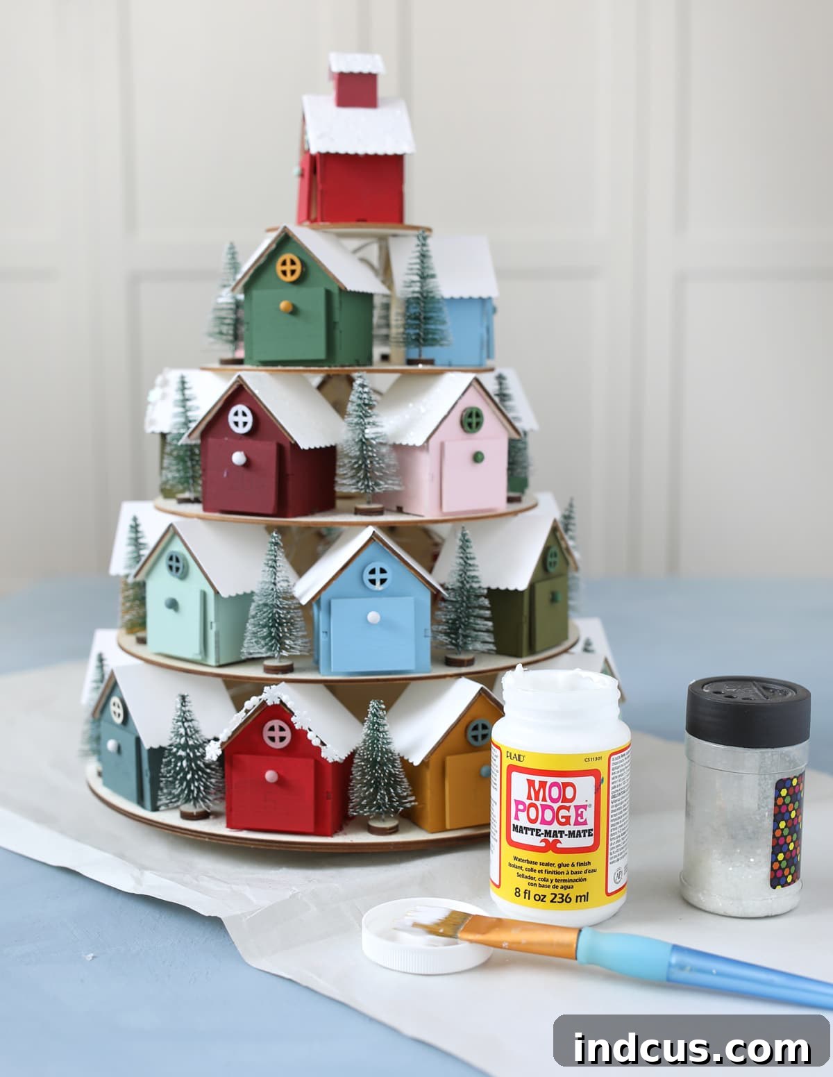 mod podge and glitter on roofs