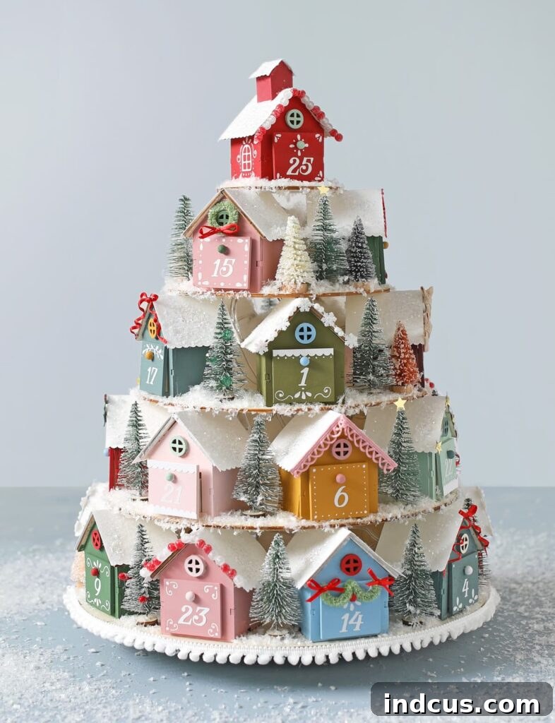Handcrafted Holiday Countdowns 3 tiered christmas village advent calendar