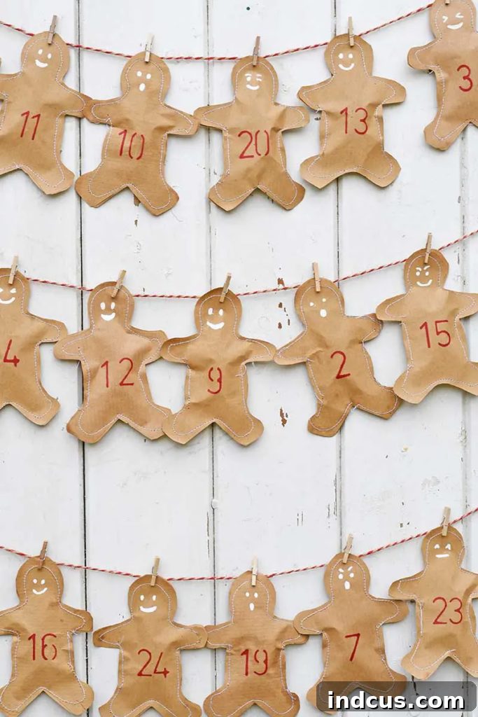 Handcrafted Holiday Countdowns 25 Kraft Paper Gingerbread Man Countdown