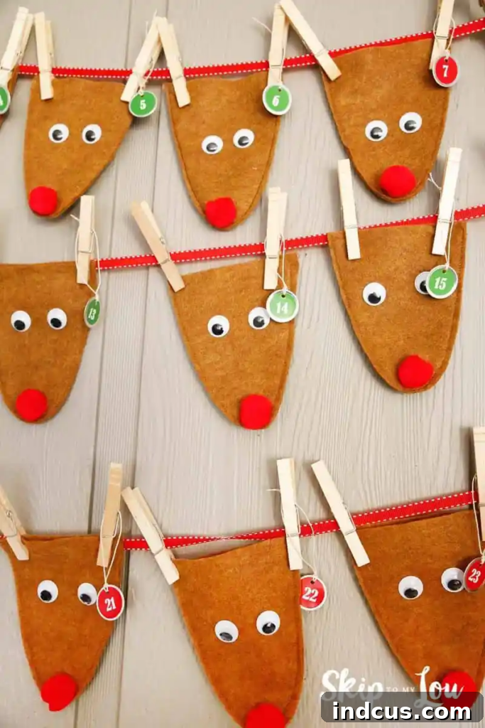 Handcrafted Holiday Countdowns 28 Felt Reindeer Advent Calendar