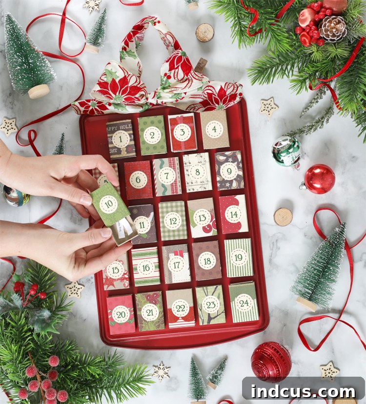 Handcrafted Holiday Countdowns 4 cookie sheet matchbox advent calendar