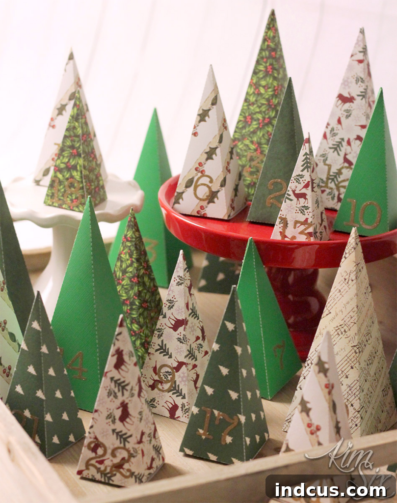 Handcrafted Holiday Countdowns 36 Folded Paper Christmas Tree Advent Calendar