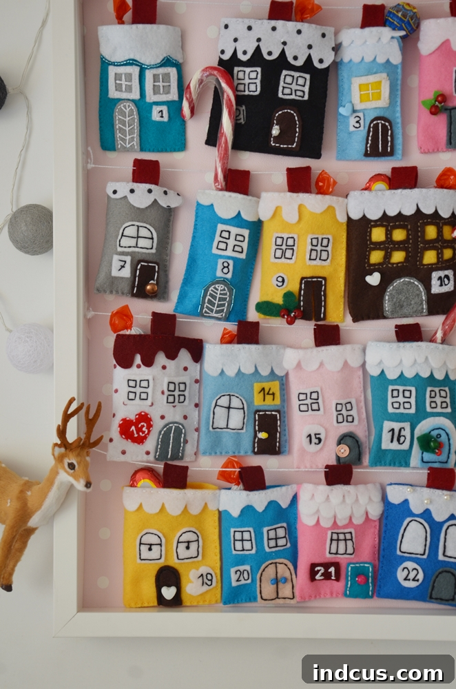 Handcrafted Holiday Countdowns 37 Felt Houses Christmas Advent Calendar