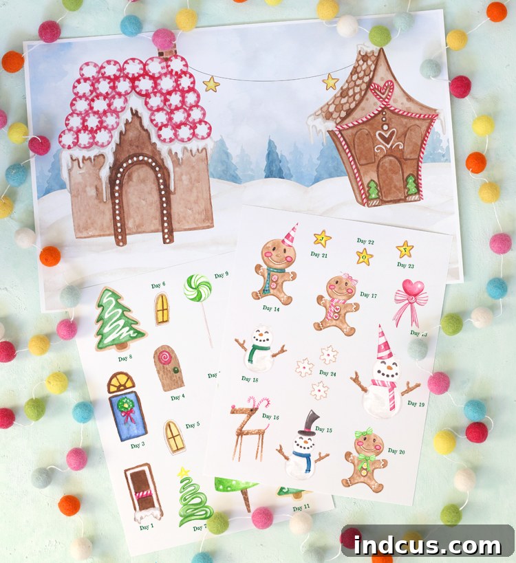 Handcrafted Holiday Countdowns 6 christmas sticker scene countdown