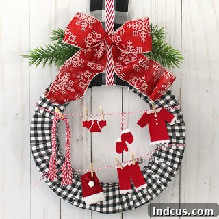 Humorous Santa's laundry line Christmas wreath