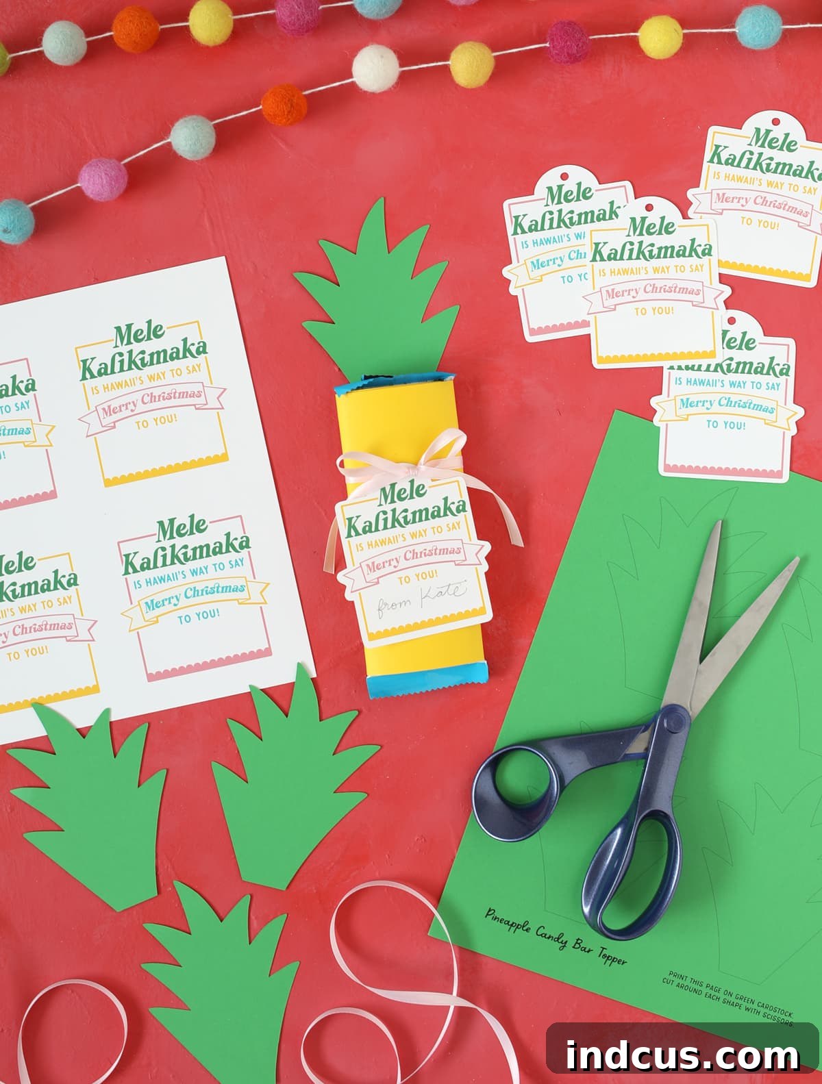 Tropical Christmas Pineapple Candy Bar Wrapper Printable 3 Mele Kalikimaka printable christmas punny gift tags and pineapple wrapper