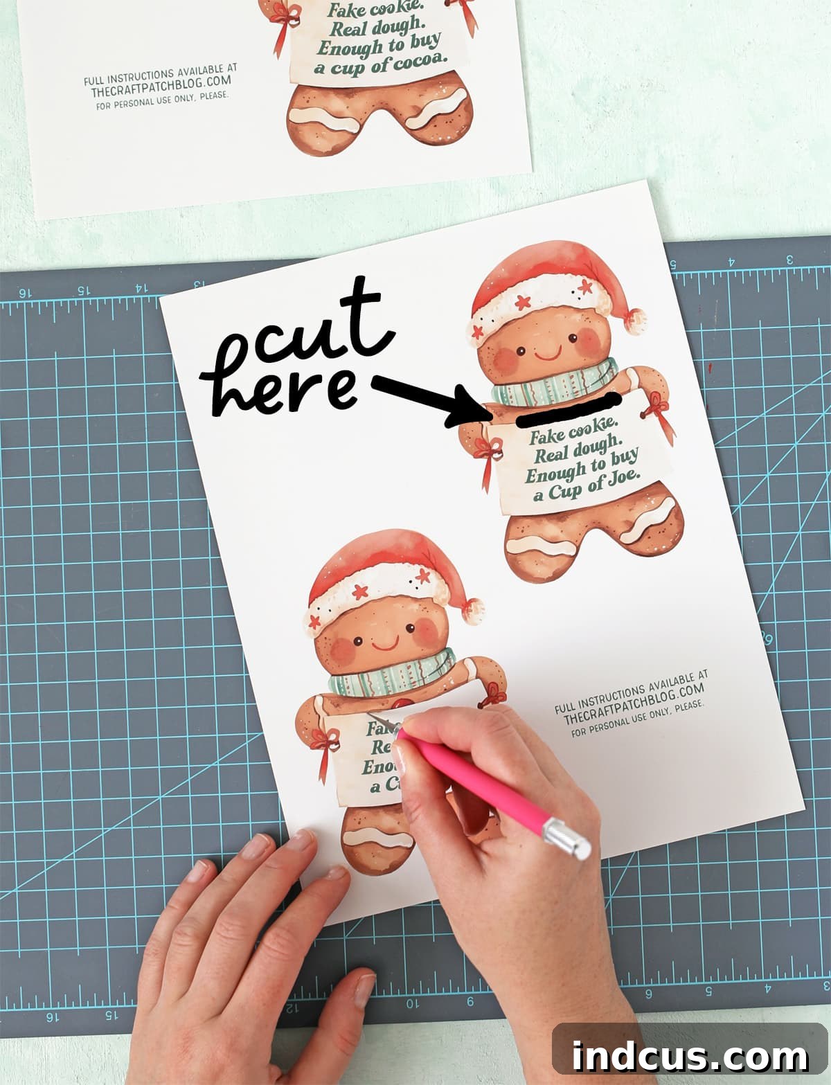 Carefully cut a slit into the cardstock for the money pocket