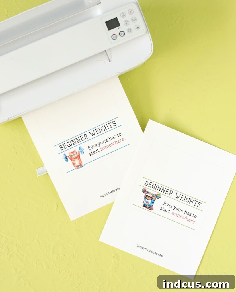 Printable white elephant gift idea with cat or sloth design options