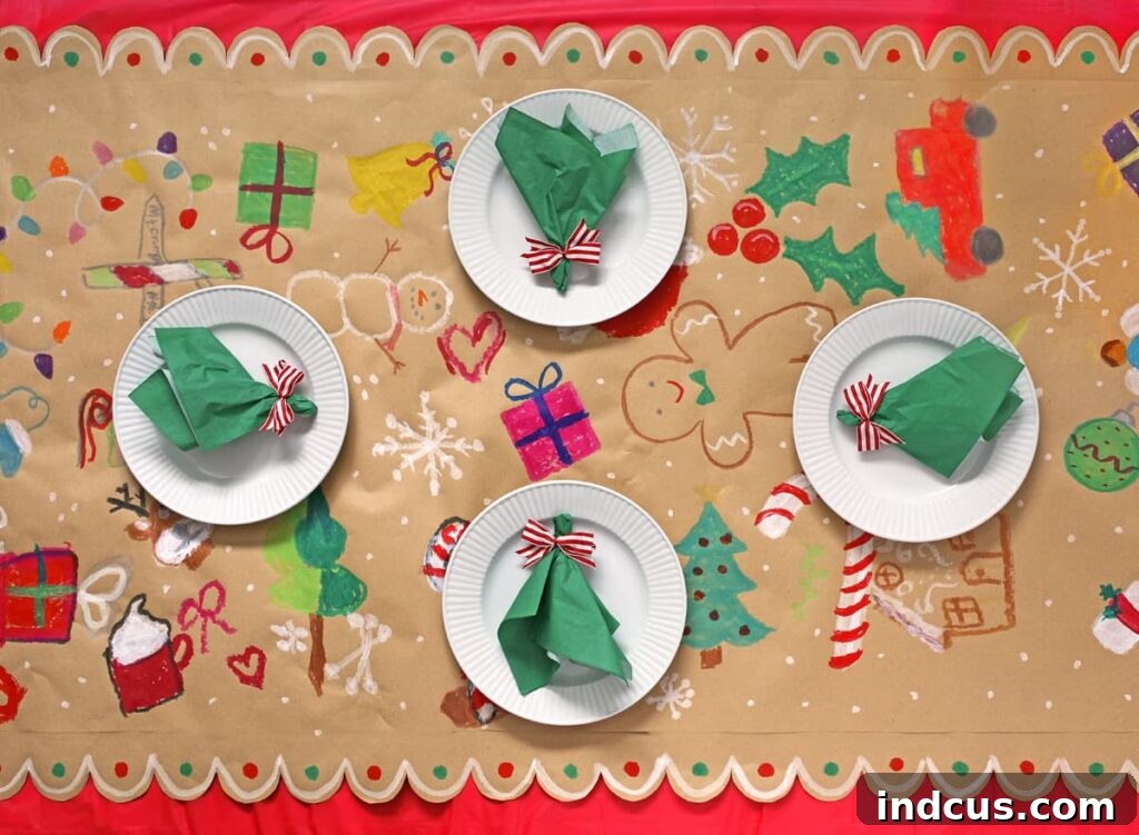 kids christmas craft painted table runner
