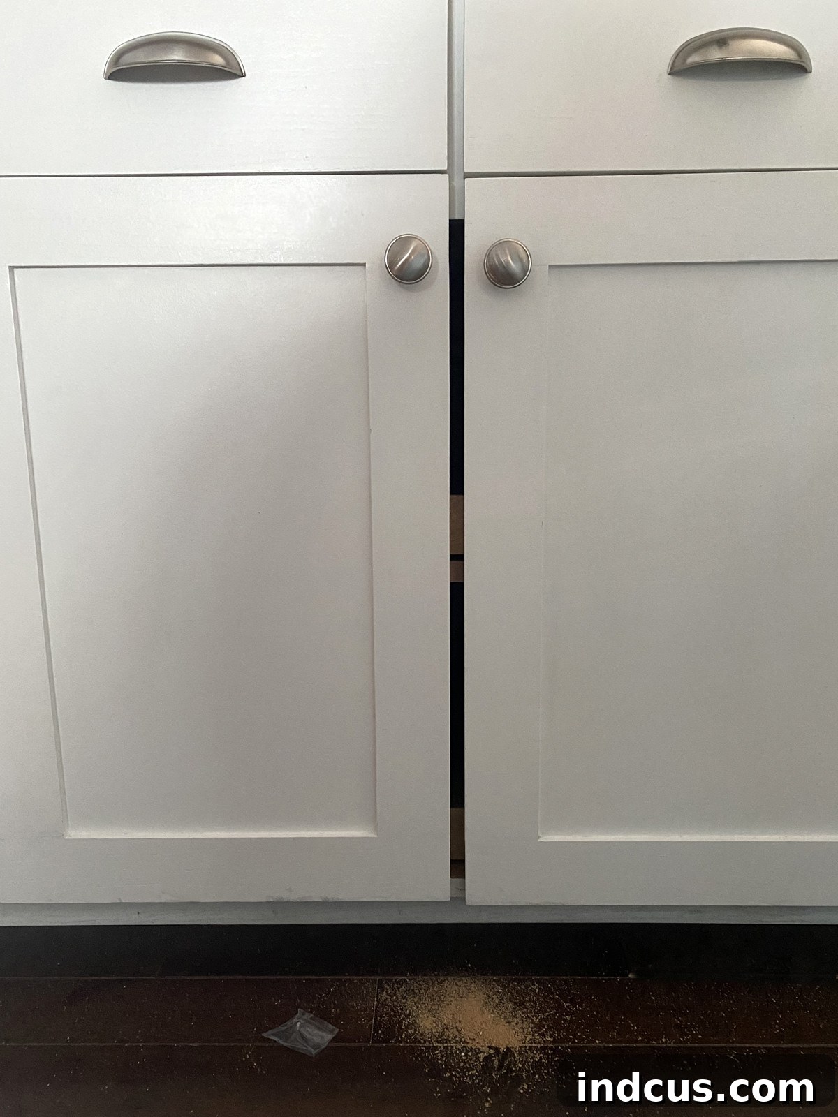 Gap in kitchen cabinet doors after removing center stile