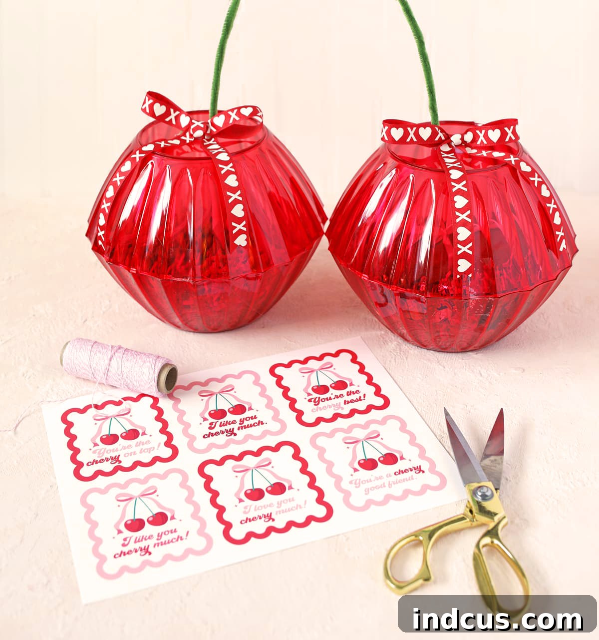 Mega Cherry Love Gift 9 Printable cherry-themed punny Valentine's Day gift tags