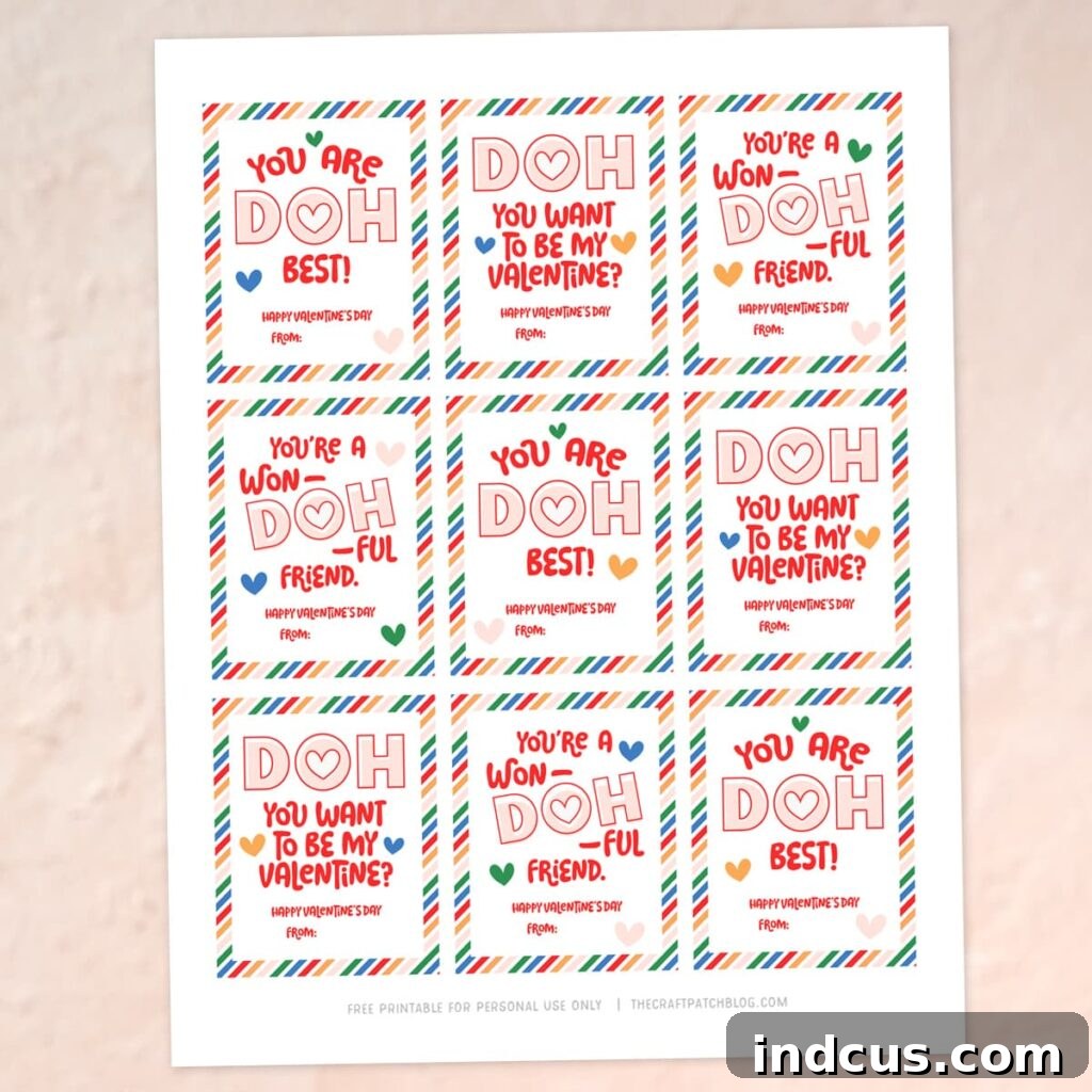 Heartfelt PlayDoh Creations 4 printable valentines play dough puns, valentine's day card tags