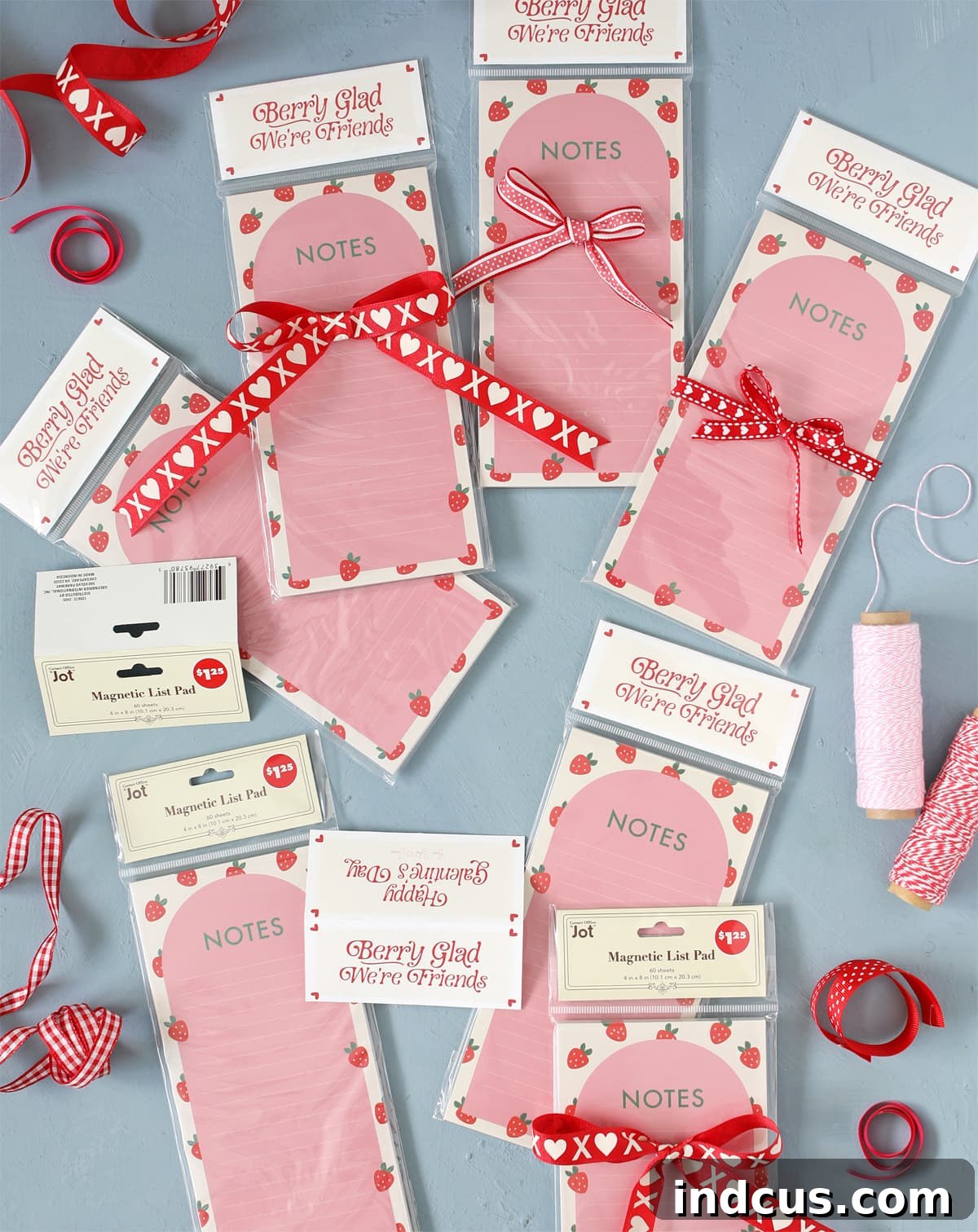 Charming Berry-themed 'Berry Glad We're Friends' gift tag printable, featuring a delightful design perfect for custom list pad gifts.