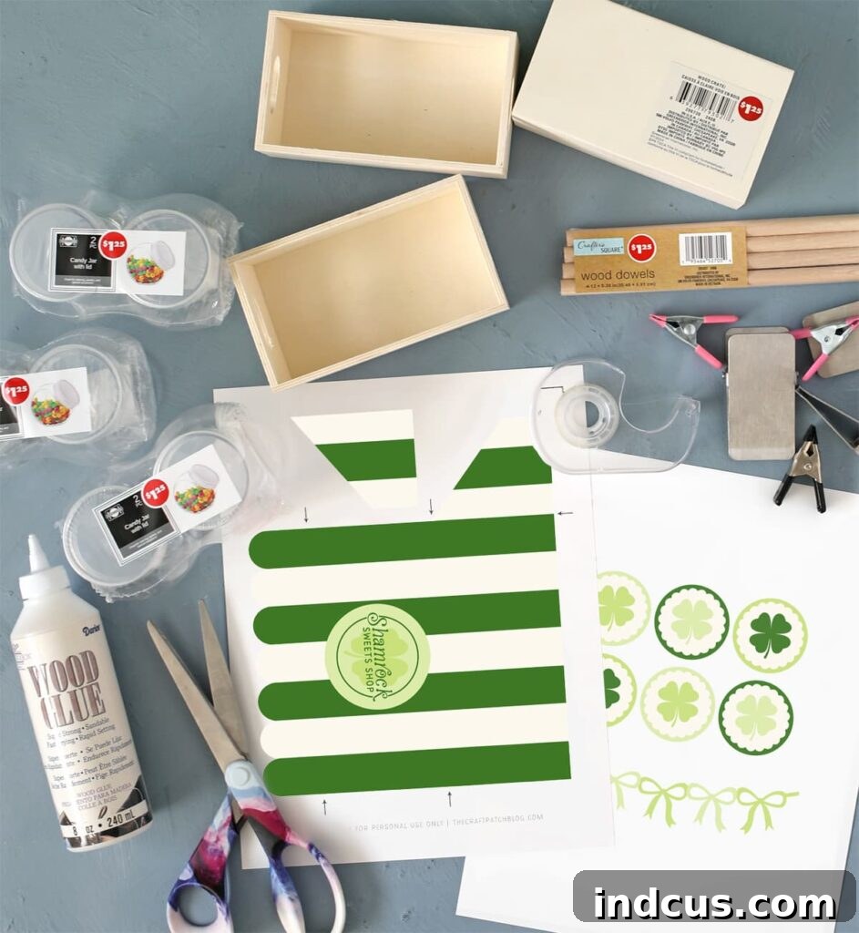 dollar tree craft supplies for st patricks day candy display