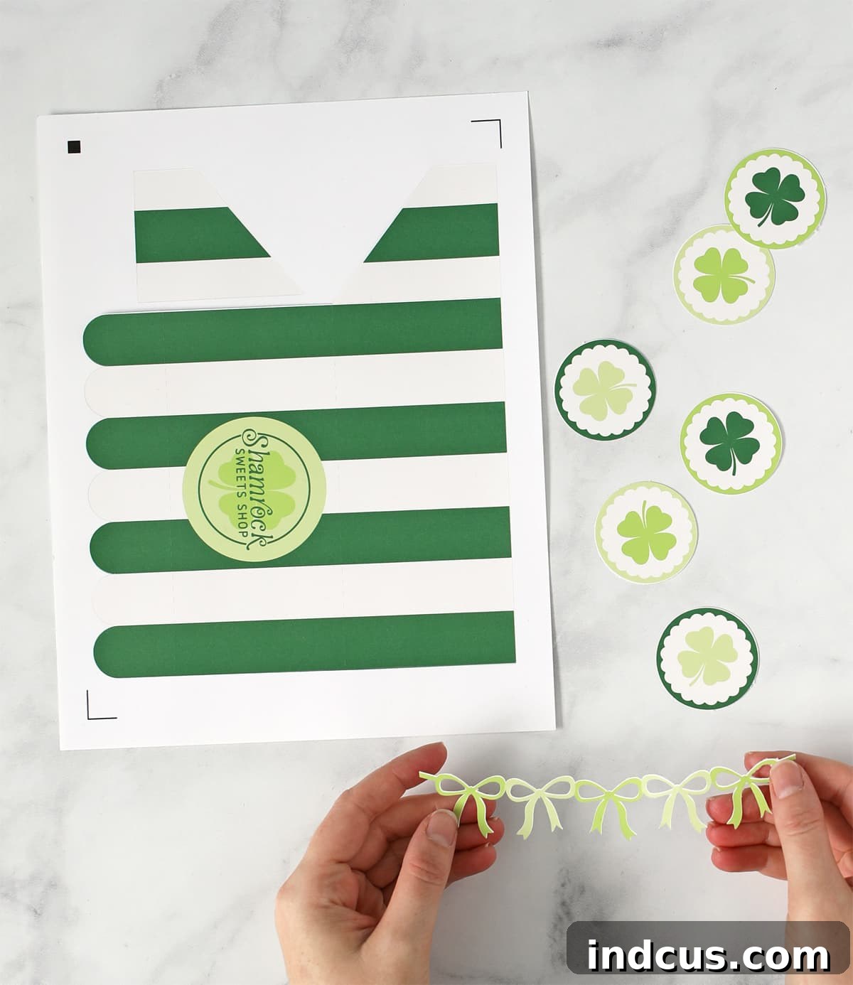 printable shamrock sweets shop awning and garland for st. patrick's day craft