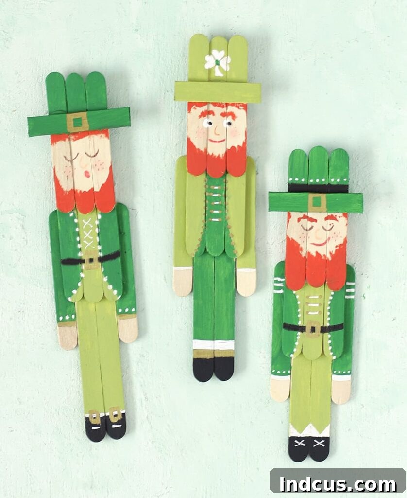 Popsicle Stick Leprechauns, DIY St. Patrick's Day figures