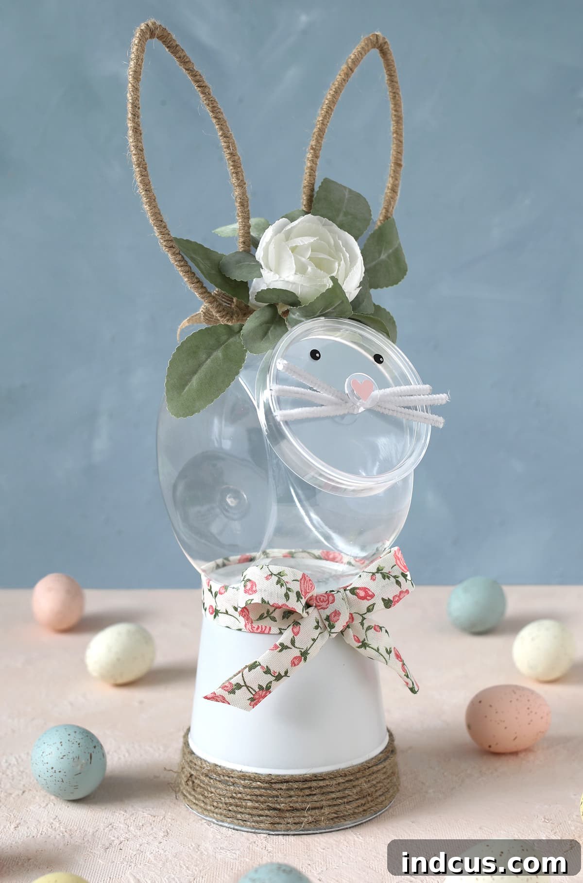 DIY Easter Bunny Candy Jar: A charming spring craft idea for festive home decor.