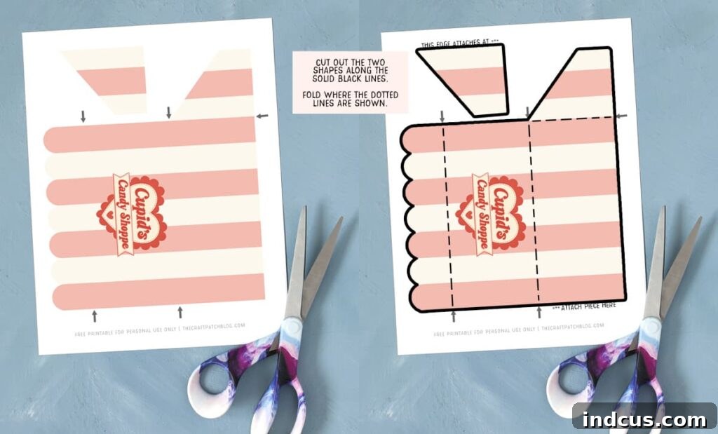 Whip Up Your Easter Candy Haven 8 Illustrated guide on how to cut out the printable awning pieces.