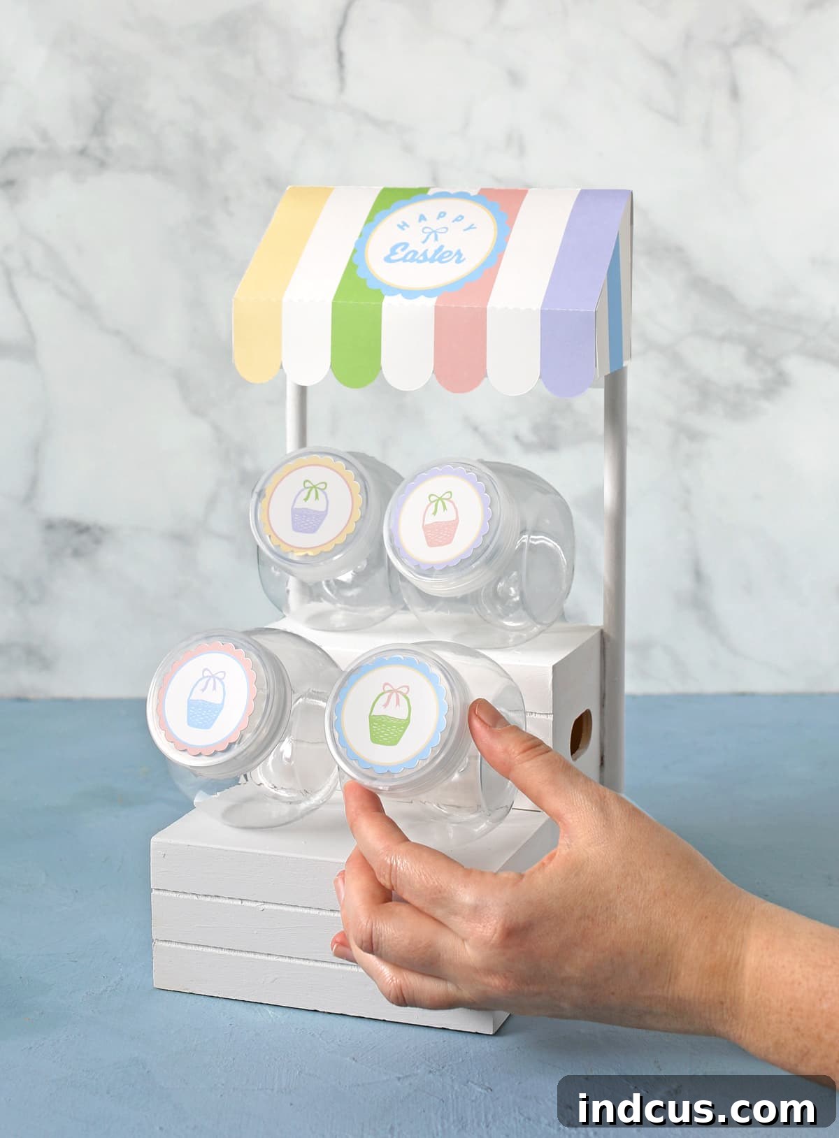 Whip Up Your Easter Candy Haven 10 Finished Easter candy display craft idea, showcasing a charming and festive setup.