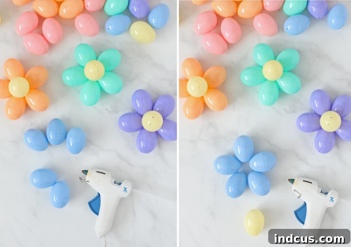 Spring Egg Blossom Wreath 4 how to make plastic easter egg flowers
