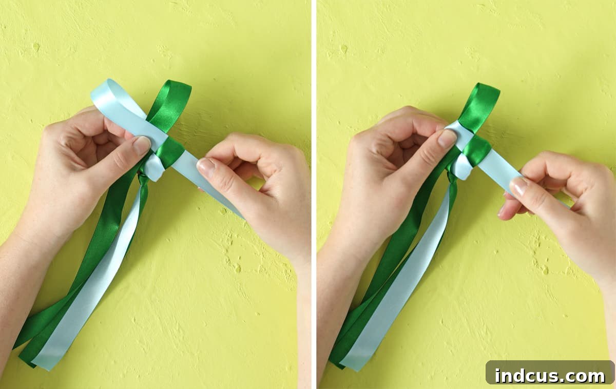 Weaving Beautiful Ribbon Leis 11 Repeating the ribbon lei braiding pattern