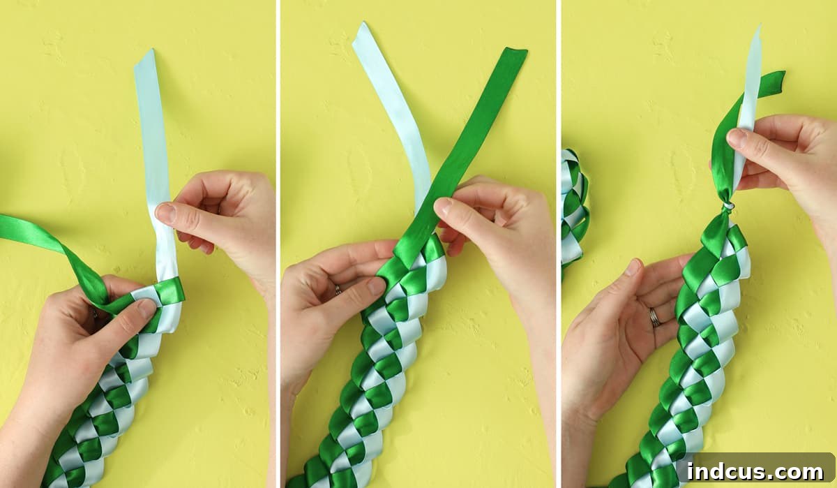 Weaving Beautiful Ribbon Leis 12 How to secure the end of a braided ribbon lei