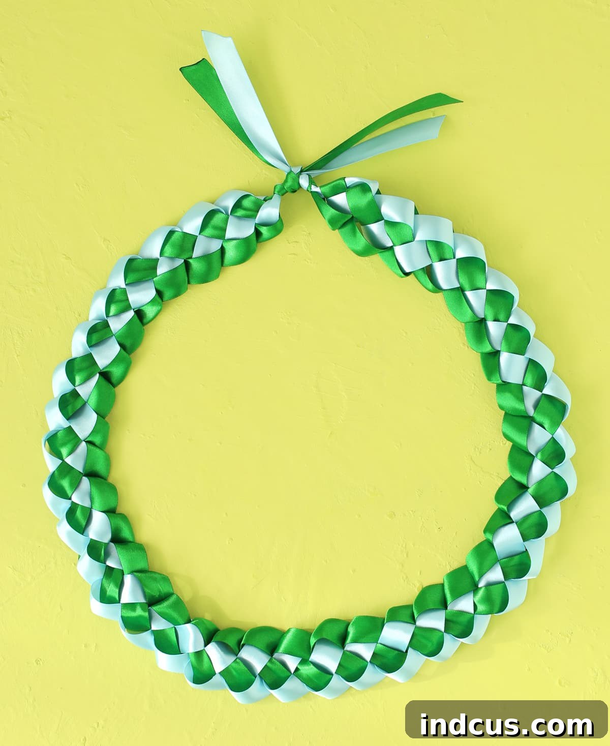 Weaving Beautiful Ribbon Leis 13 Completed DIY graduation ribbon lei, ready for wear