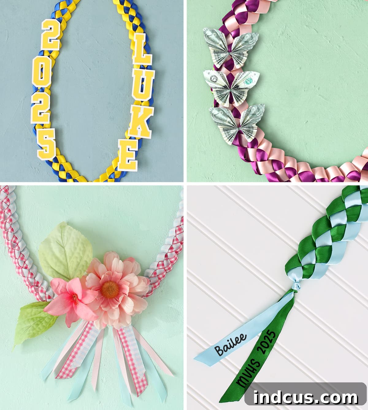 Weaving Beautiful Ribbon Leis 15 Creative accessory ideas for personalizing a graduation ribbon lei