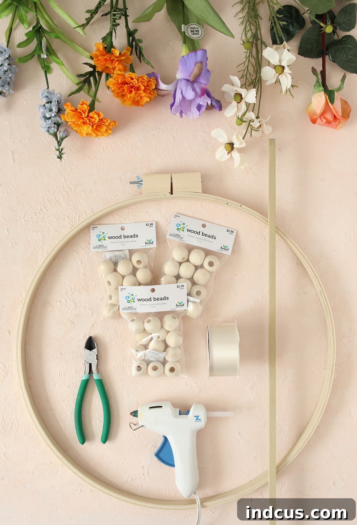 mother's day birth flower wreath supplies needed for DIY project