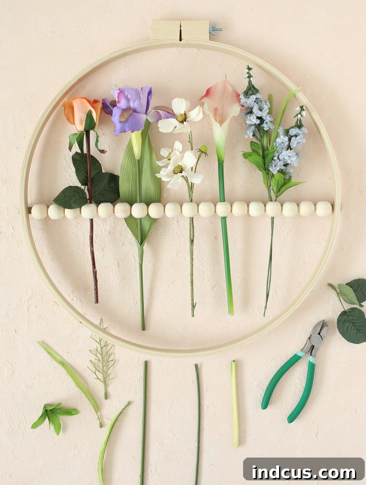 cut floral stems to size for birth flower display