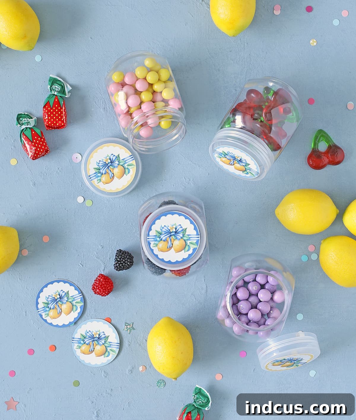 Creative fruit themed summer craft idea with mini candy jars