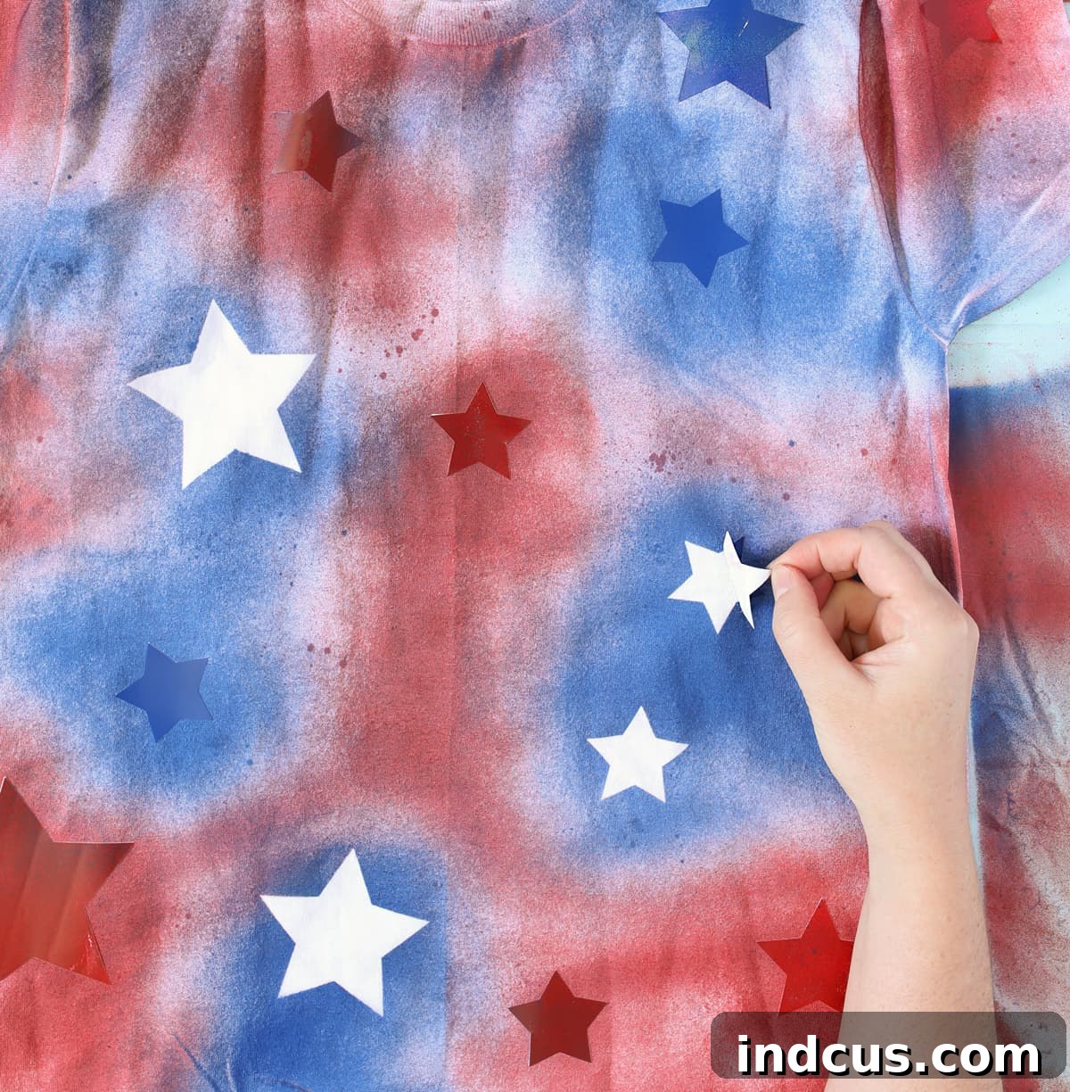 reverse stencil tie dye shirt