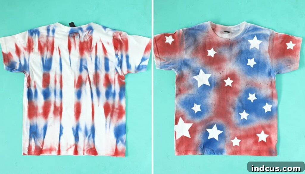 spray dyed patriotic t shirt idea