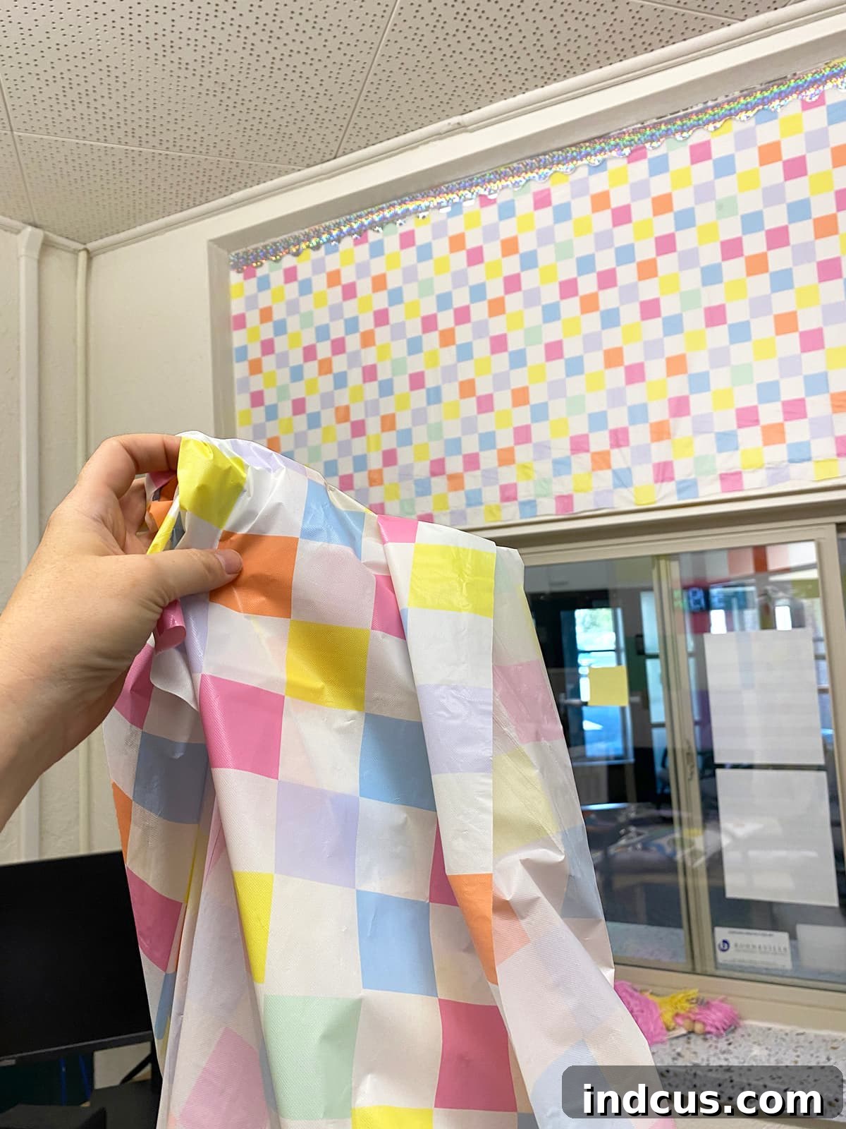 Decorating Large Walls with Plastic Tablecloths: Budget-Friendly School Decor