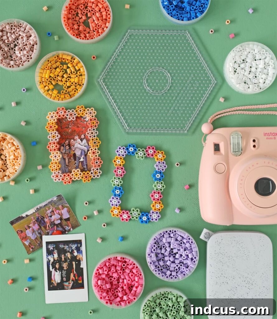 diy fuse bead flower photo frames