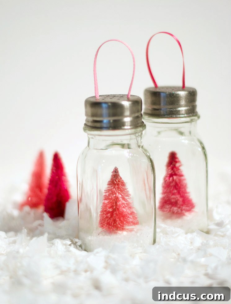 Creative Christmas Ornament Crafts 8 Mini salt shaker snow globe Christmas ornaments