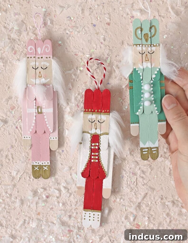 Creative Christmas Ornament Crafts 6 Popsicle stick nutcracker ornaments tutorial