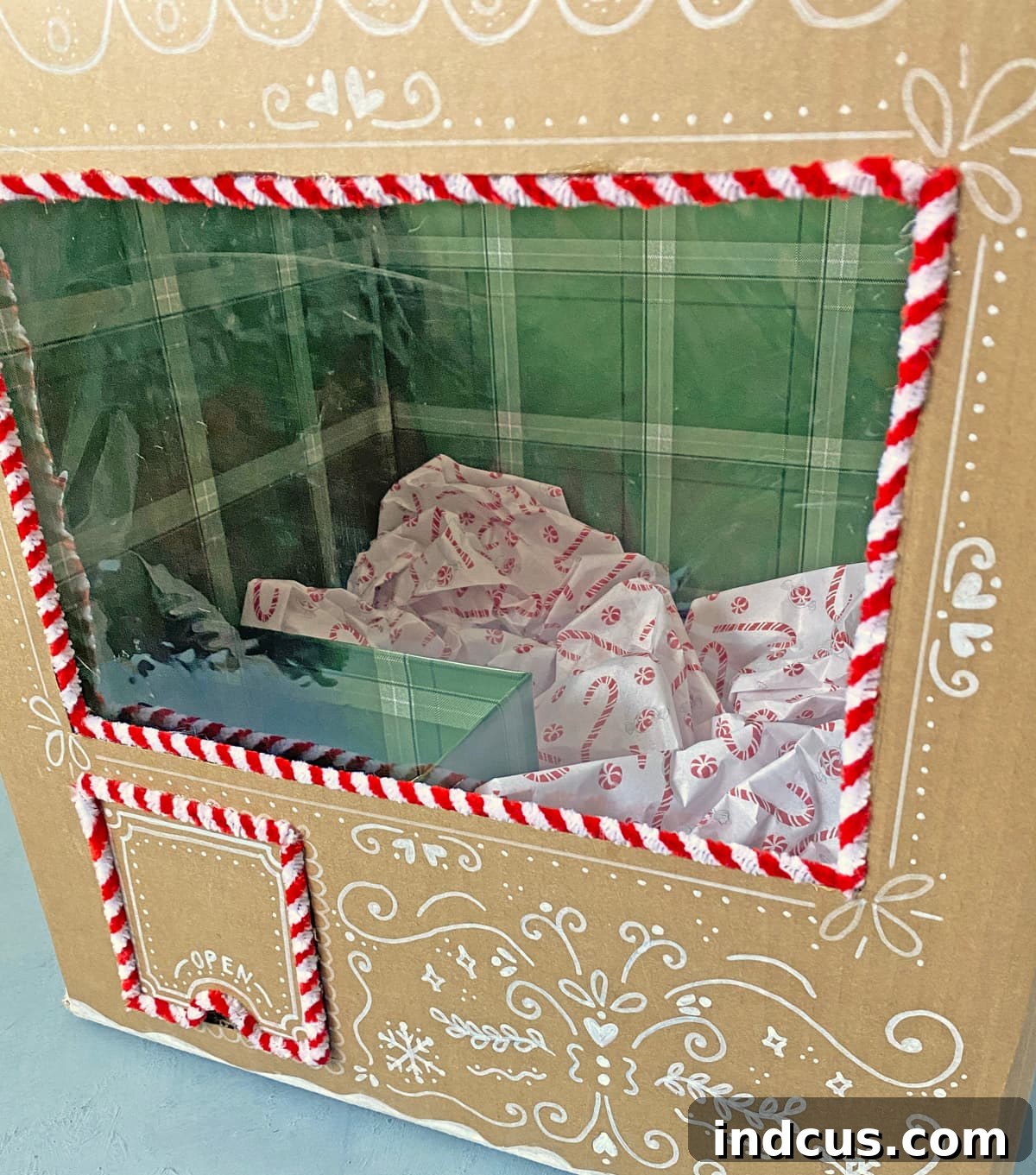 tissue paper inside diy christmas claw machine arcade game