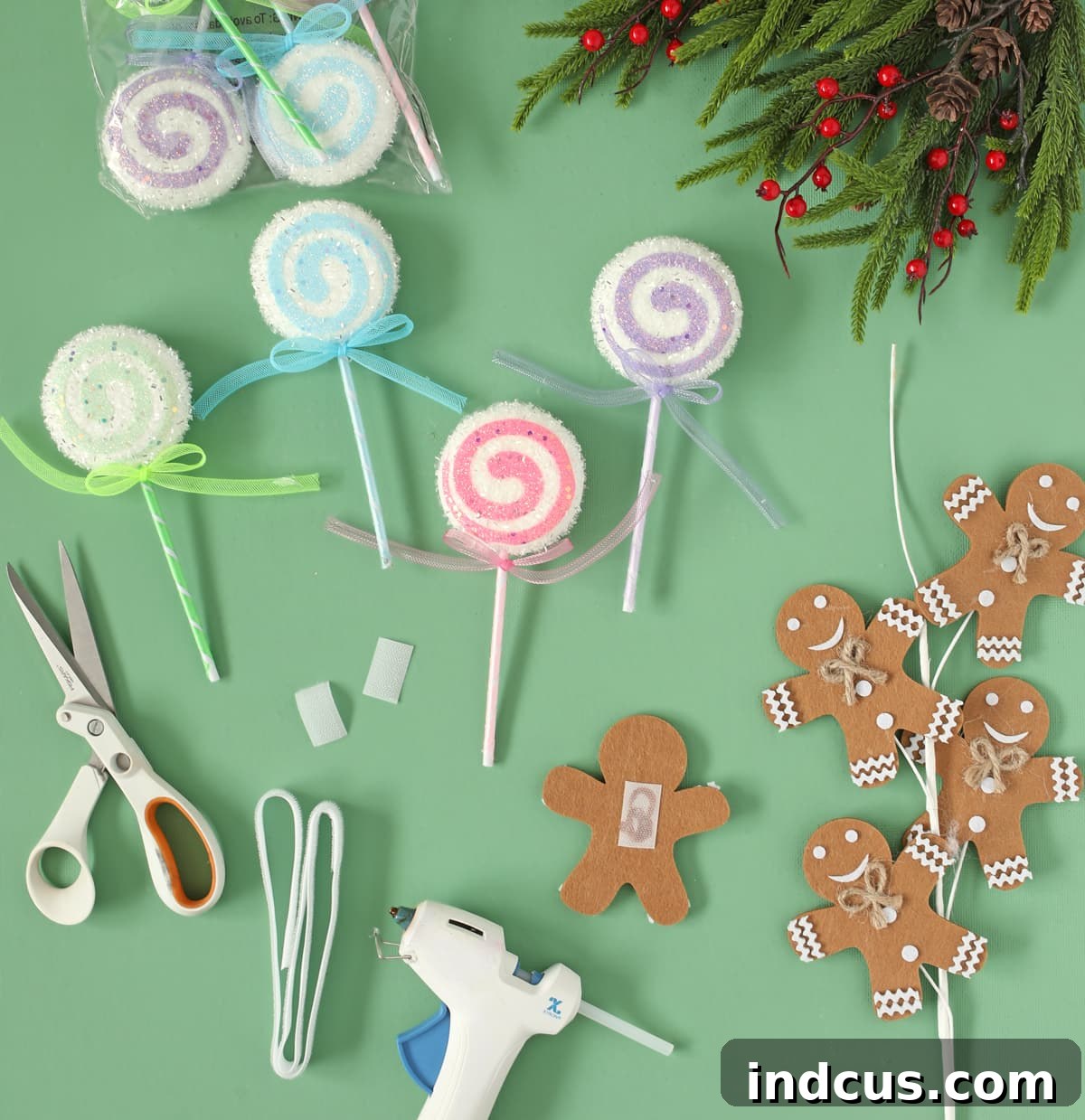 add velcro to the backs of candy decorations for gingerbread house