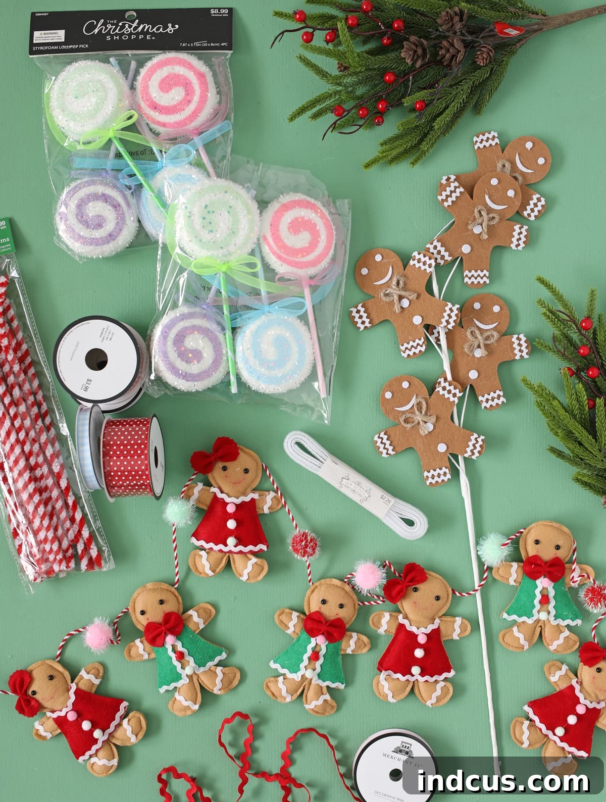 gingerbread themed products from hobby lobby, including various candy-inspired decorations