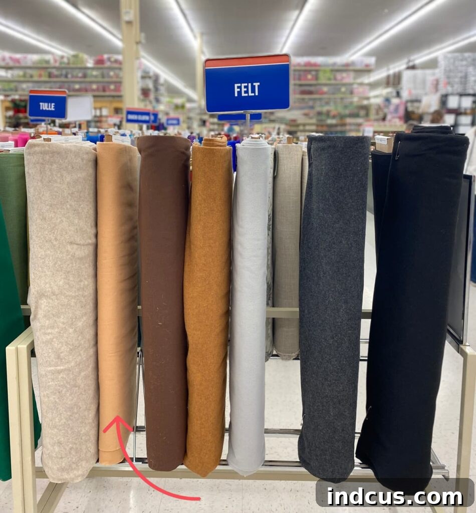 wide felt fabric from hobby lobby in two color options: Cashmere and Copper Canyon